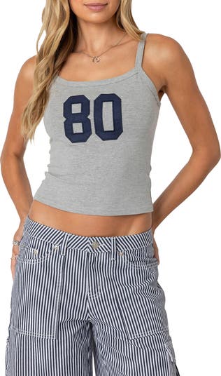 EDIKTED '80s Babe Appliqué Cotton Crop Tank Top | Nordstrom EDIKTED '80s Babe Appliqué Cotton Crop Tank Top | Nordstrom