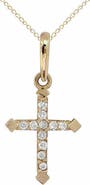 CANDELA JEWELRY 14k Gold Cubic Zirconia Cross Pendant Necklace