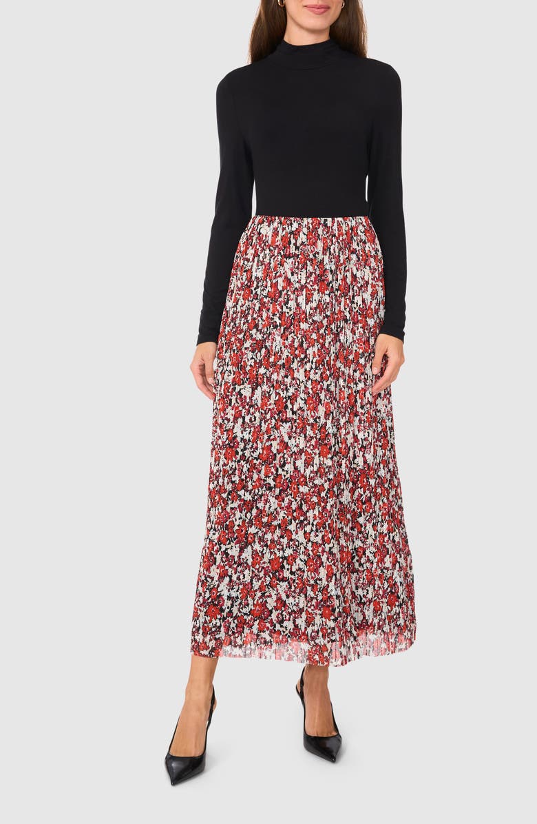 Halogen<sup>®</sup> Floral Pleated Mesh Maxi Skirt, Alternate, color, Wild Poppy