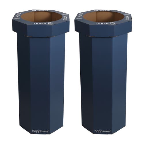 Happimess Fleur 25-gallon Classic Disposable Corrugated Cardboard Event Trash Can And Recycling Bin In Blue