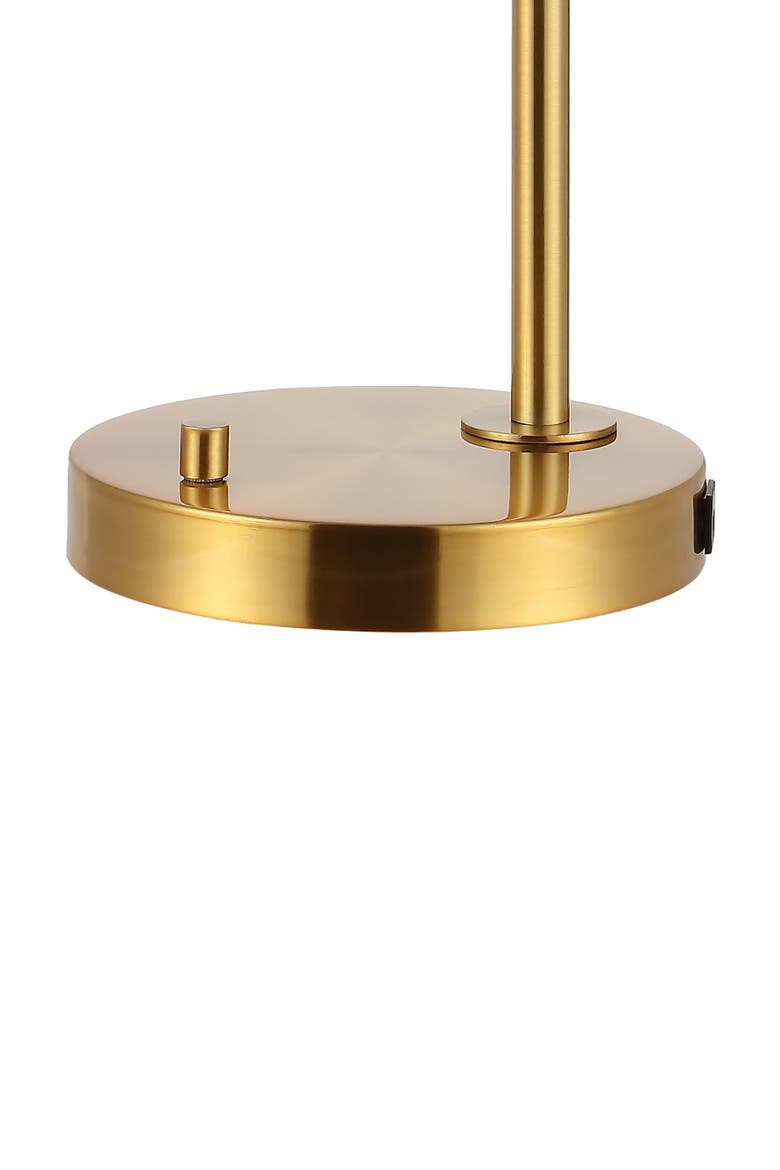 Kathryn Classic 23" Iron/Seeded Glass Adjustable Head Modern USB Charging LED Task Lamp, Brass Gold, Alternate, color, Brass Gold