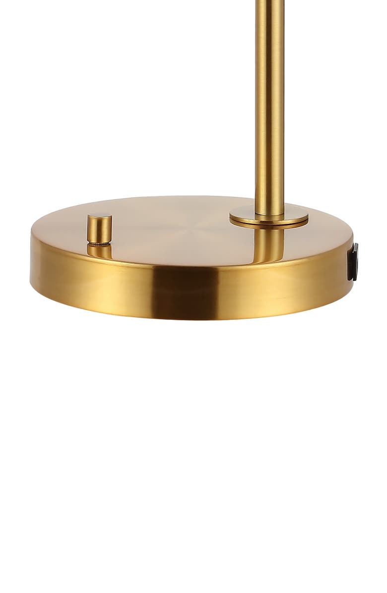 JONATHAN Y Kathryn Classic 23" Iron/Seeded Glass Adjustable Head Modern USB Charging LED Task Lamp, Brass Gold, Alternate, color, Brass Gold