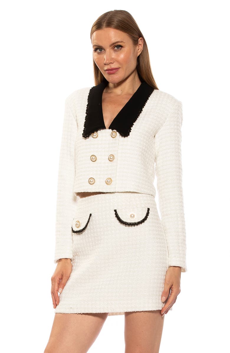Alexia Admor Aurelia Tweed Crop Jacket, Alternate, color, Ivory