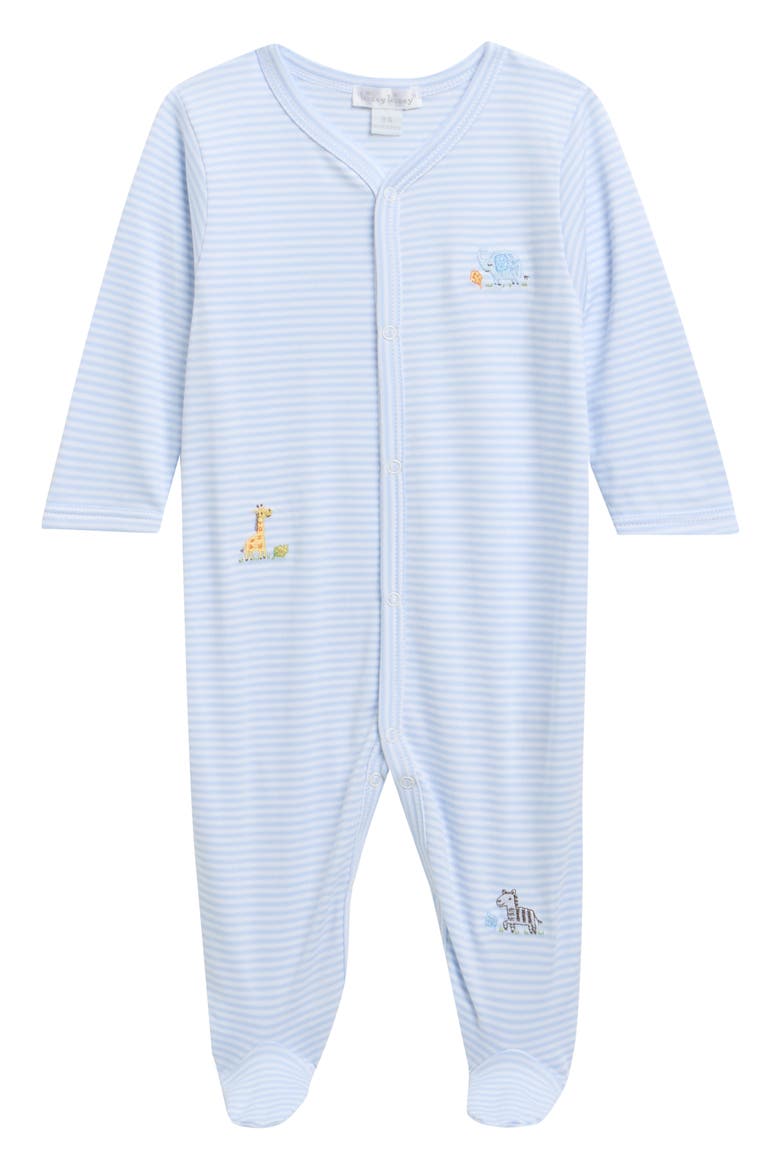 Embroidered Pima Cotton Footie, Main, color, LIGHT BLUE