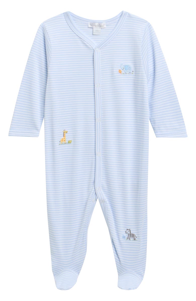 Kissy Kissy Embroidered Pima Cotton Footie, Main, color, Light Blue