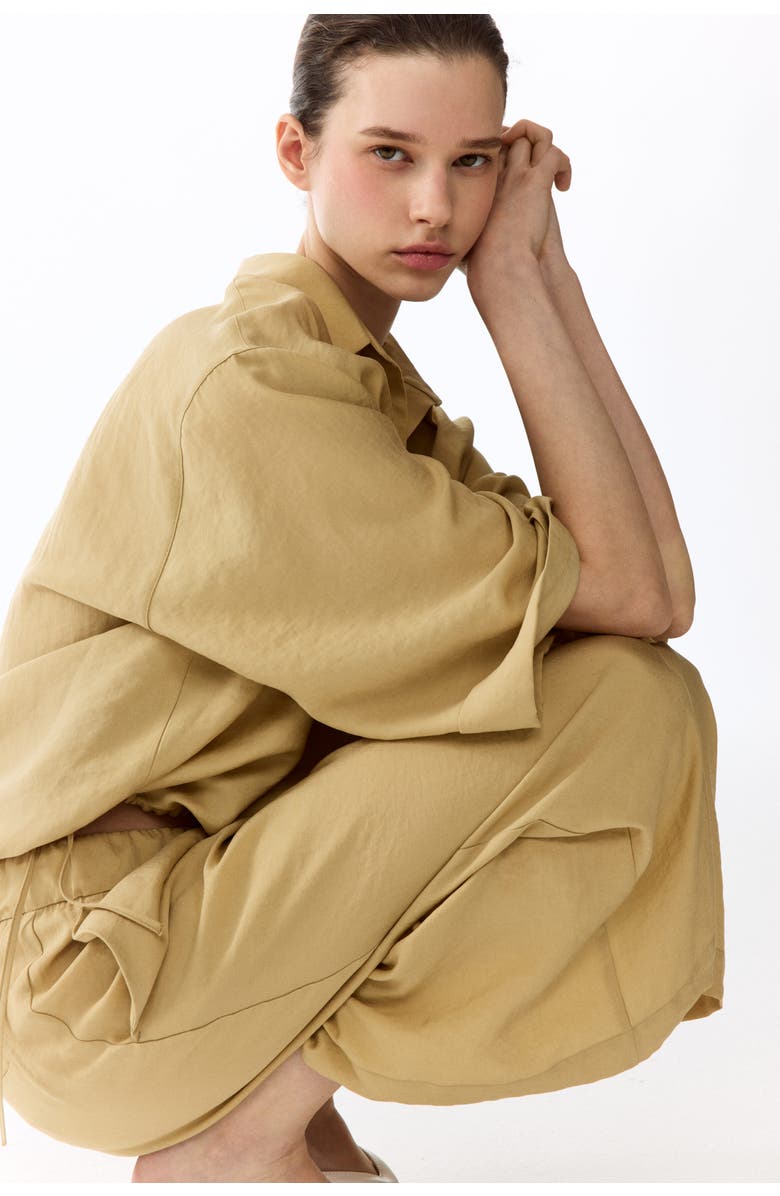 H&M Straight Lyocell-blend Trousers, Alternate, color, Beige