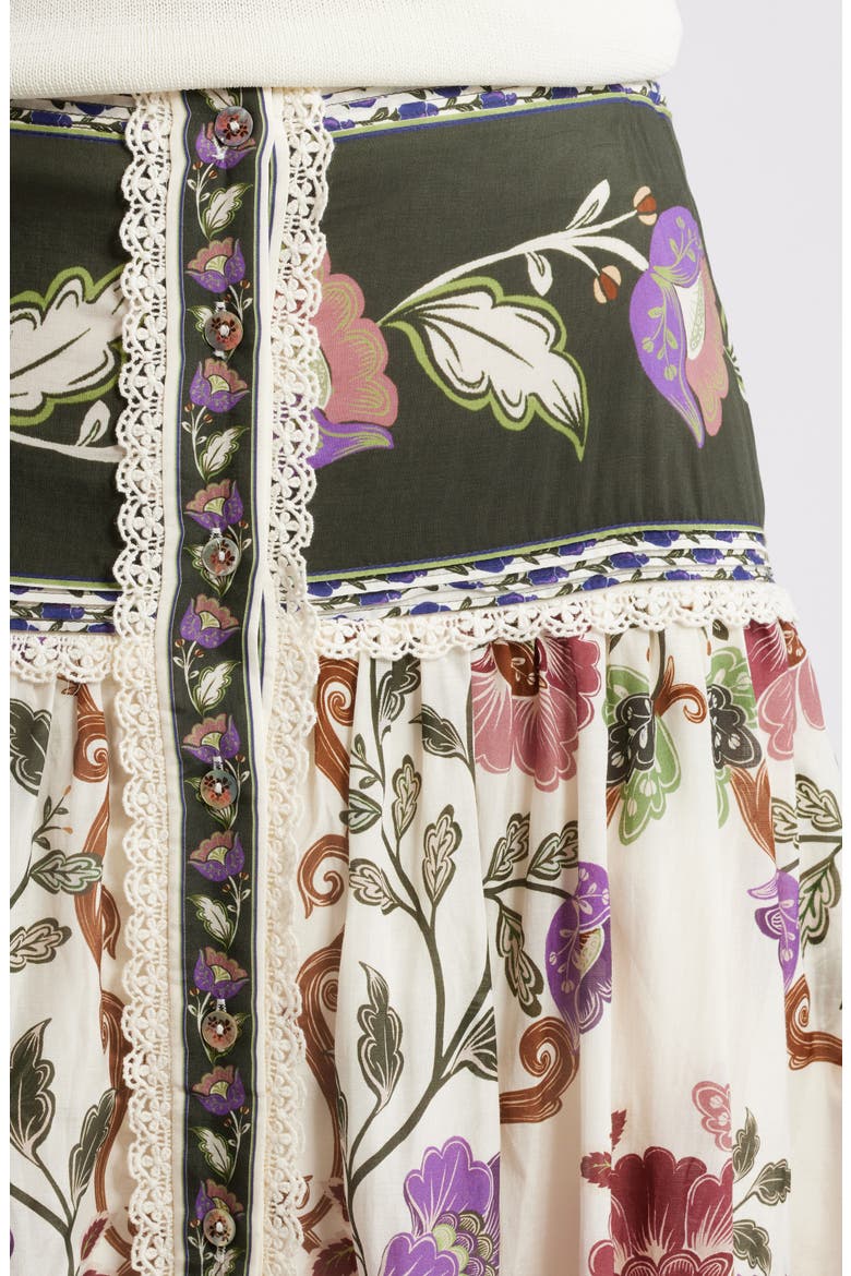 Rococo Floral Midi Skirt, Alternate, color, ROCOCO FLOWERS CREAM