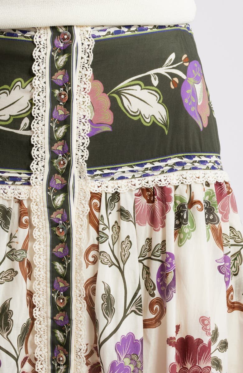 FARM Rio Rococo Floral Midi Skirt, Alternate, color, Rococo Flowers Cream