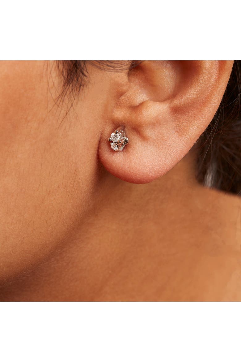 14K White Gold 1/4 Ct Double Diamond Drop and Dangle Stud Earrings, Alternate, color, White
