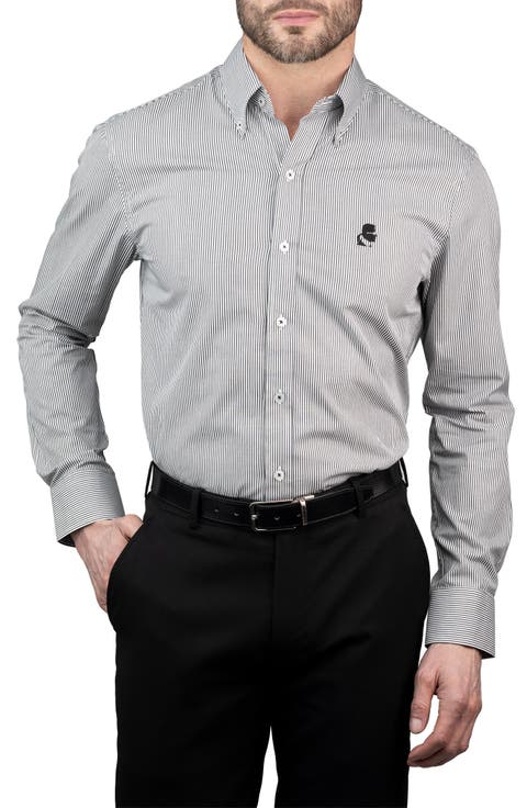 Trim Fit Stripe Cotton Dress Shirt