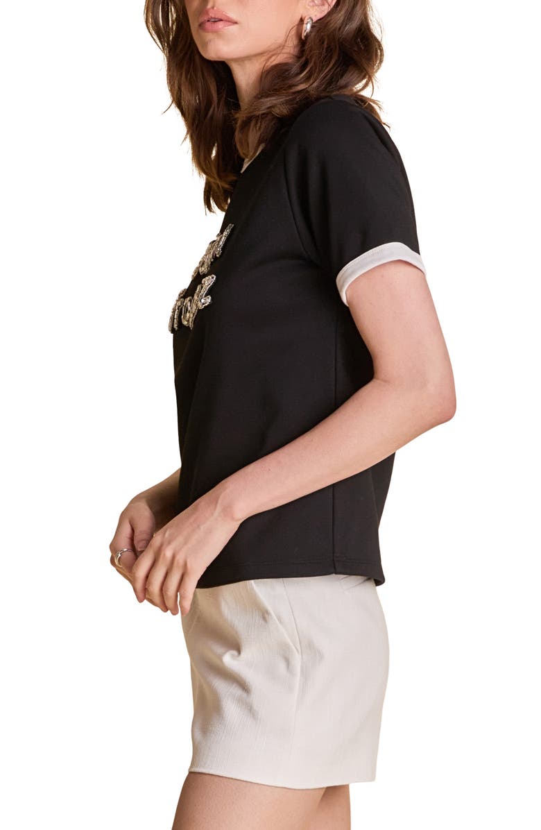 Endless Rose Saint Tropez Beaded T-Shirt, Alternate, color, Black