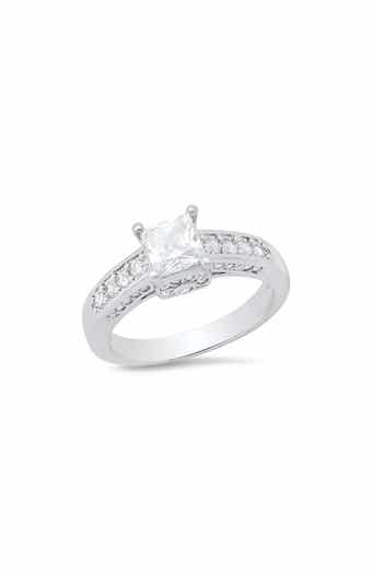 HMY JEWELRY 18K White Gold Plated Simulated Diamond Ring