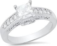 HMY JEWELRY 18K White Gold Plated Simulated Diamond Ring
