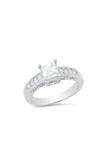 Hmy Jewelry 18k White Gold Plated Simulated Diamond Ring In Silver