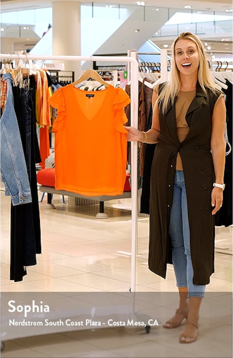 Ruffle Short Sleeve V-Neck Top, sales video thumbnail