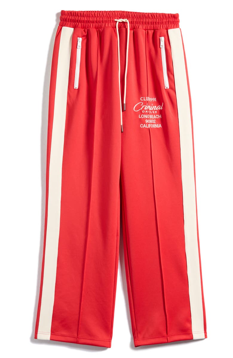 CRIMINAL DAMAGE Pintuck Track Pants, Alternate, color, Red/Ecru