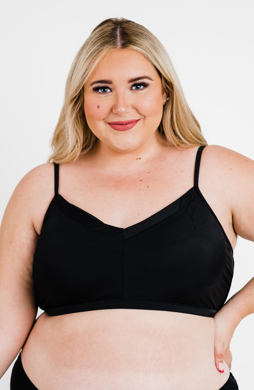 Calypsa Adjustable Strap Swim Bra In Black
