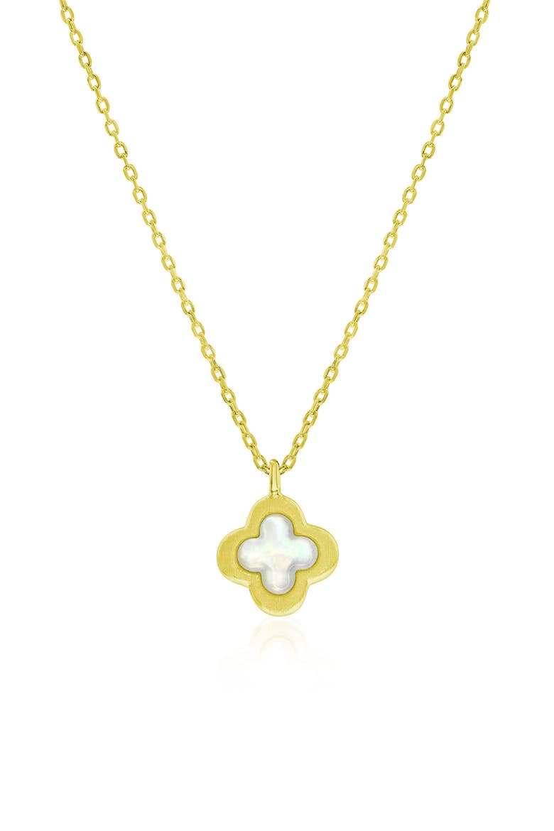 Mother of Pearl Flower Pendant Necklace, Main, color, GOLD