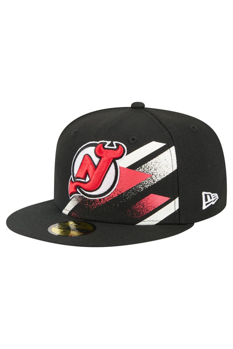 Men's New Era Black New Jersey Devils Faded Lines 59FIFTY Fitted Hat, Main, color, Black
