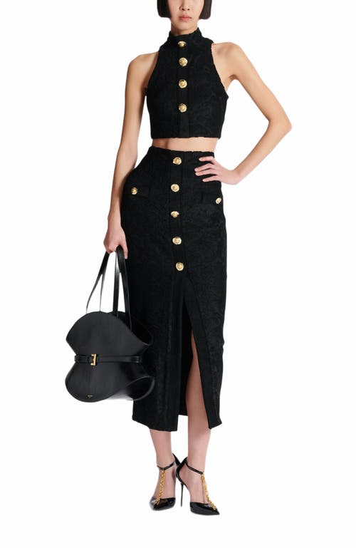 Balmain Baroque Pattern Midi Skirt In Black