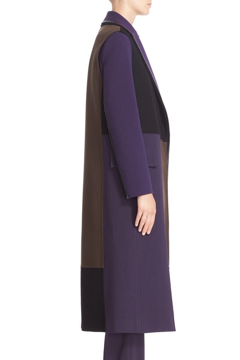 Long Wool Patchwork Vest, Alternate, color, BLACK