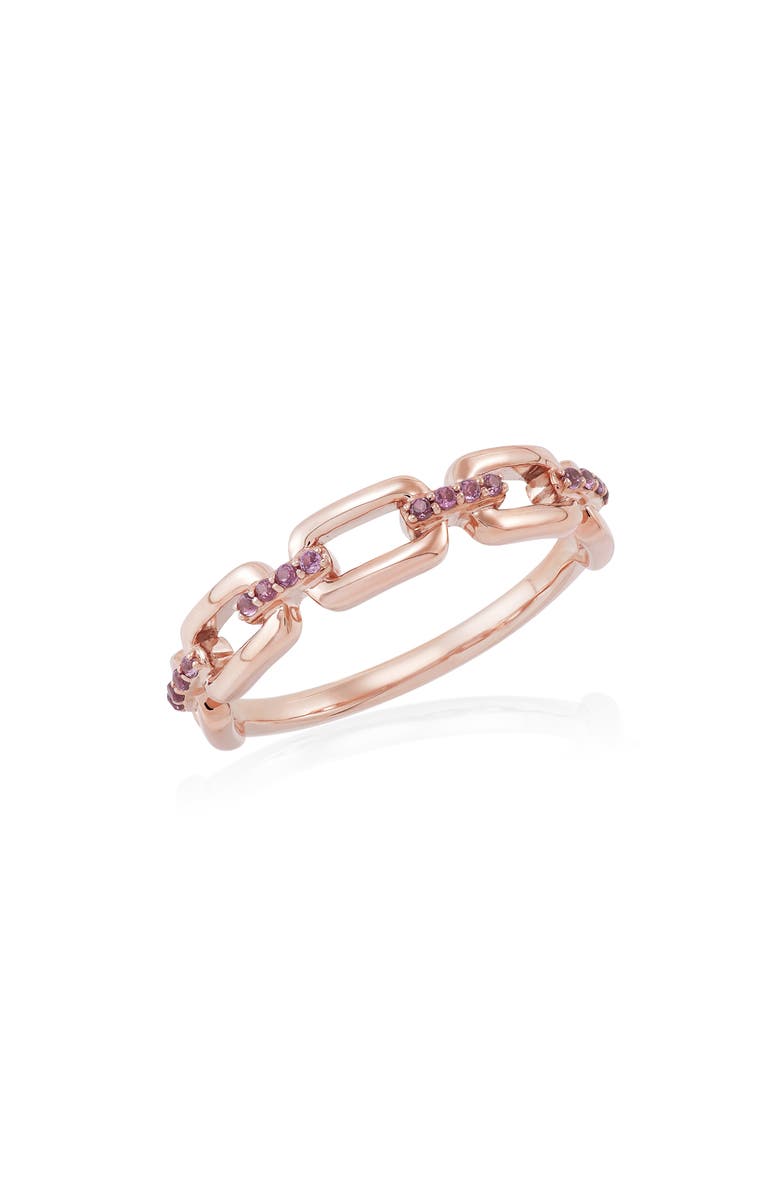 Frankie & Zoe 14K Rose Gold Amethyst Link Band Ring, Main, color, Rose Gold