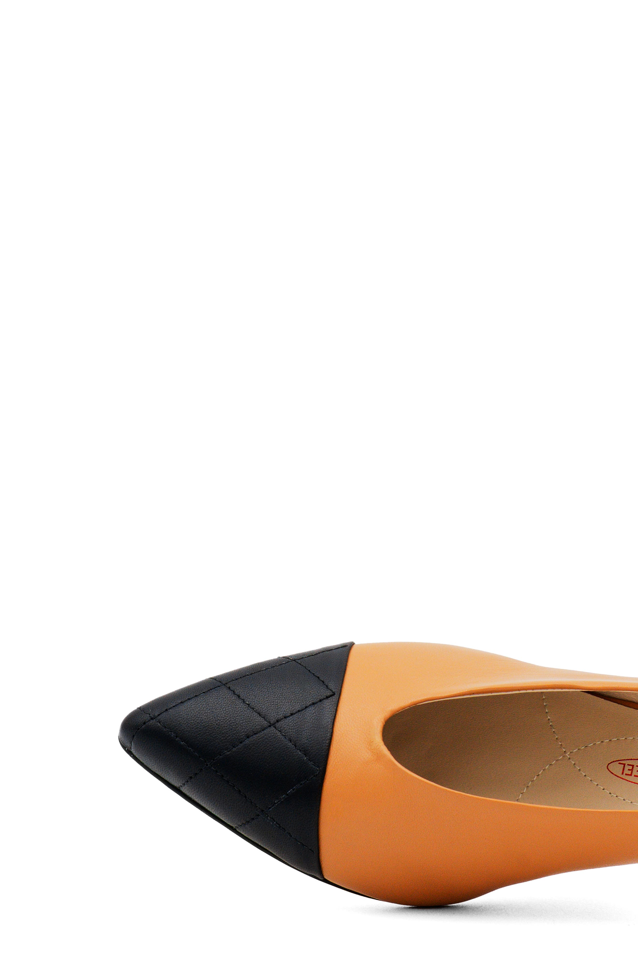 Accento Slingback Pointed Cap Toe Kitten Heel Pump, Alternate, color, NATUR CASHMERE/BLACK PARMASOFT