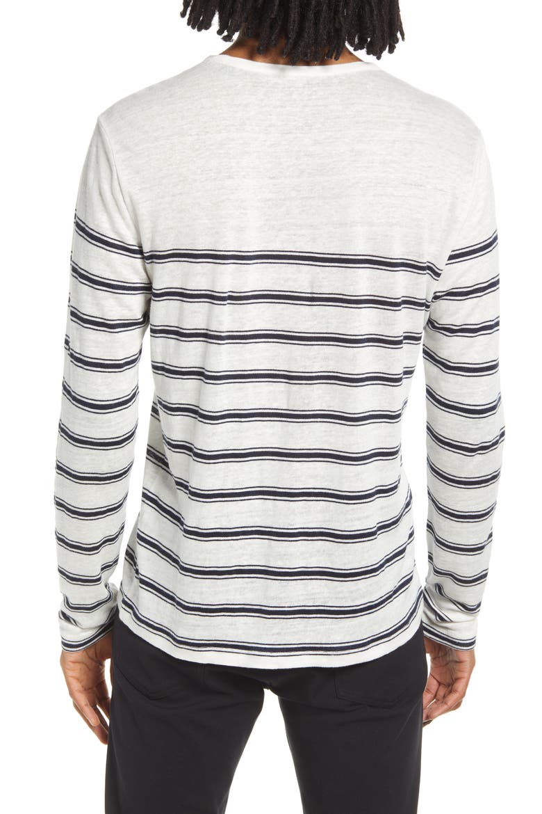 Stripe Crewneck Linen Sweater, Alternate, color, OPTIC WHITE/ COASTAL