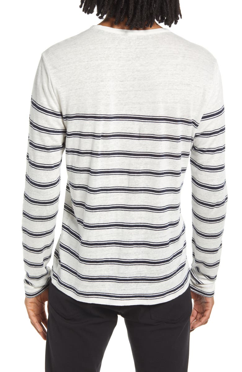 Vince Stripe Crewneck Linen Sweater, Alternate, color,