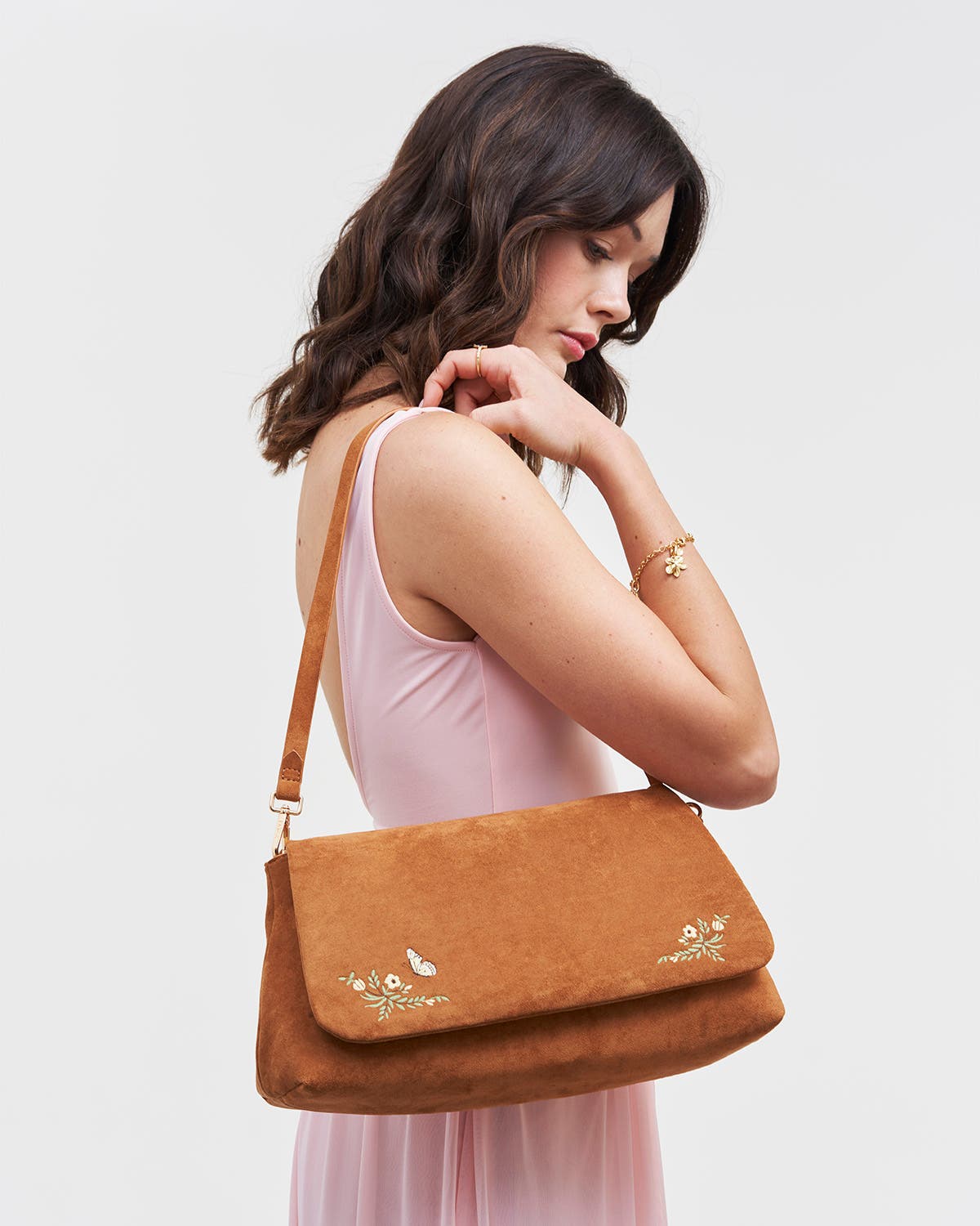 Fable England Floral Embroidered Shoulder Bag, Alternate, color, Light/Pastel Brown