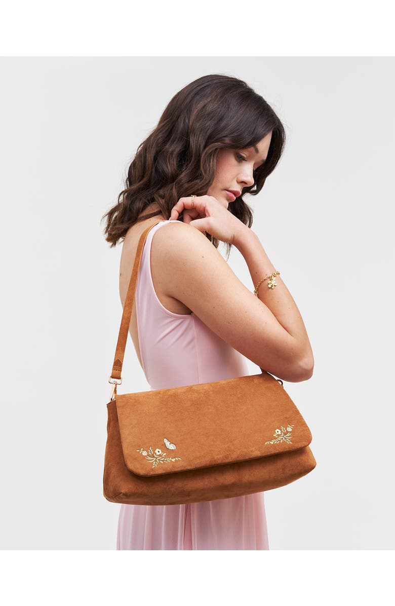 Fable England Floral Embroidered Shoulder Bag, Alternate, color, Light/Pastel Brown