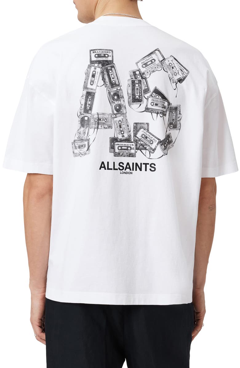 AllSaints Mixtape Cotton Graphic T-Shirt, Alternate, color, Optic White