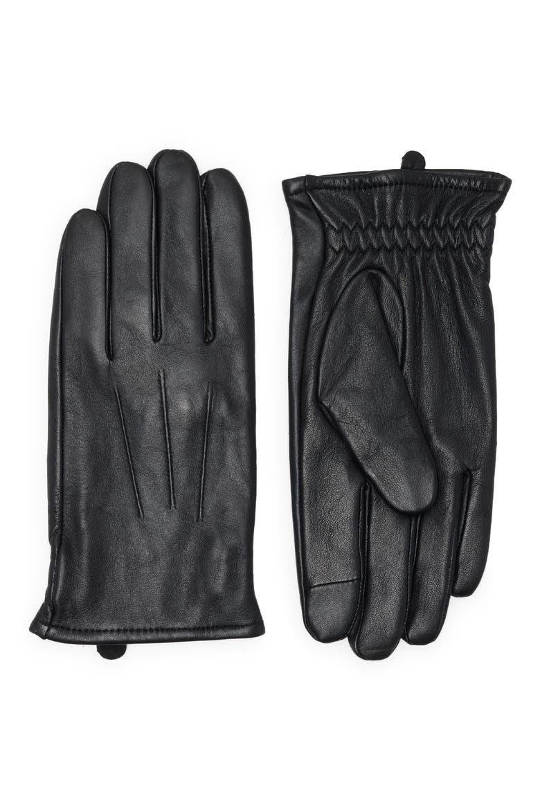 Cashmere Lined Leather Gloves, Main, color, BLACK