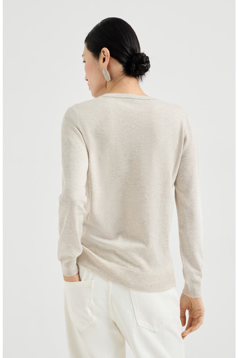 Cashmere sweater with monili, Alternate, color, Oyster
