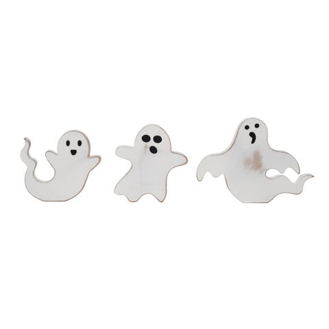 Shaped Ghost Block Decor Set of 3 Halloween Wood Signs