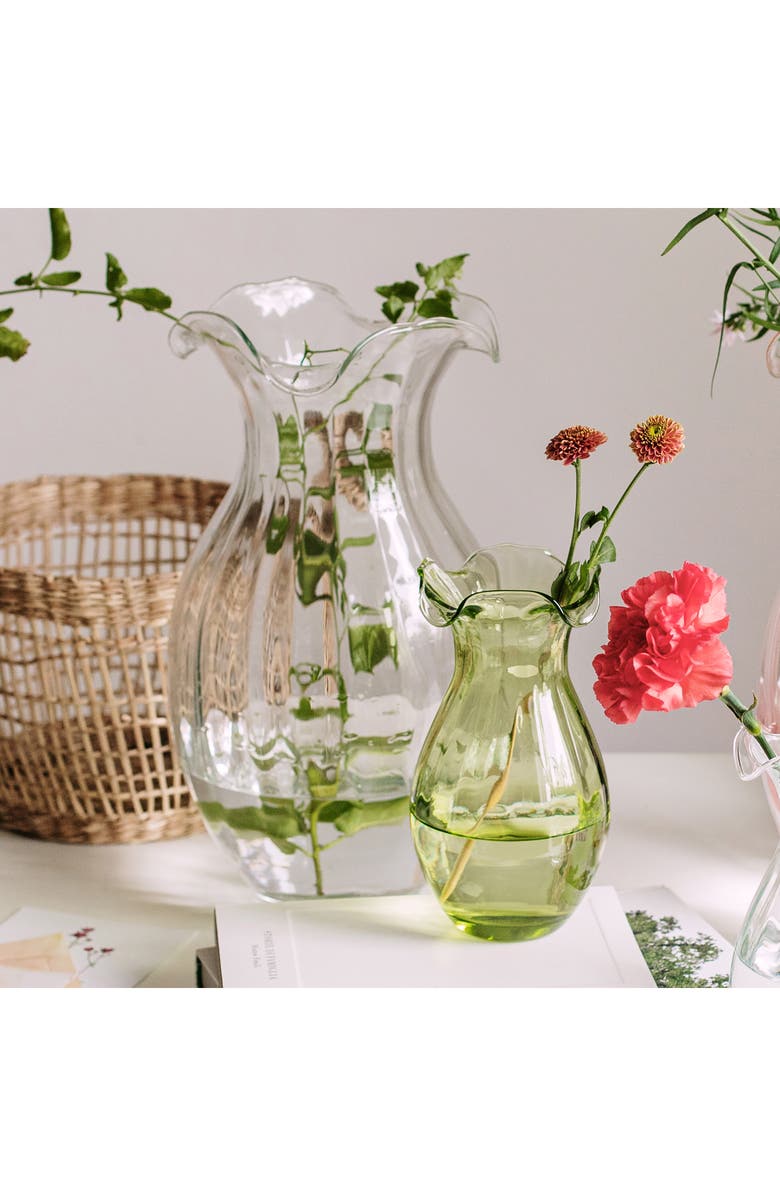 VIETRI Hibiscus Fluted Glass Vase, Alternate, color, Clear