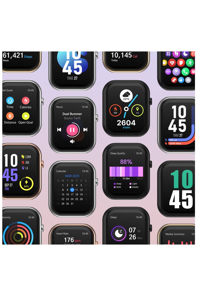 iTouch Air 5 Nylon Strap Smartwatch, 36.8mm x 45.6mm, Alternate, color, SILVER/ BLACK