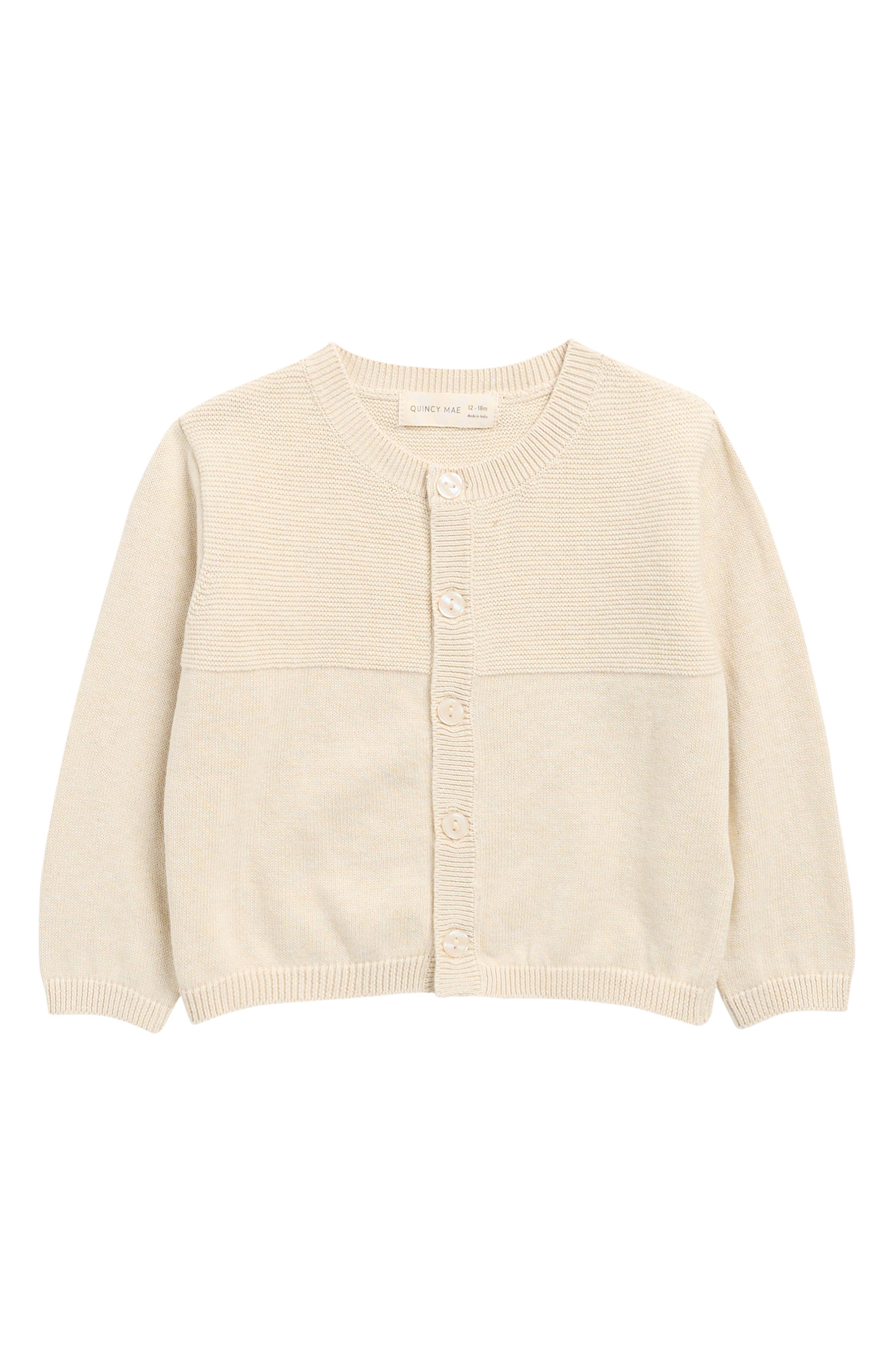 Quincy Mae Babies'  Heathered Organic Cotton Knit Cardigan In Brown