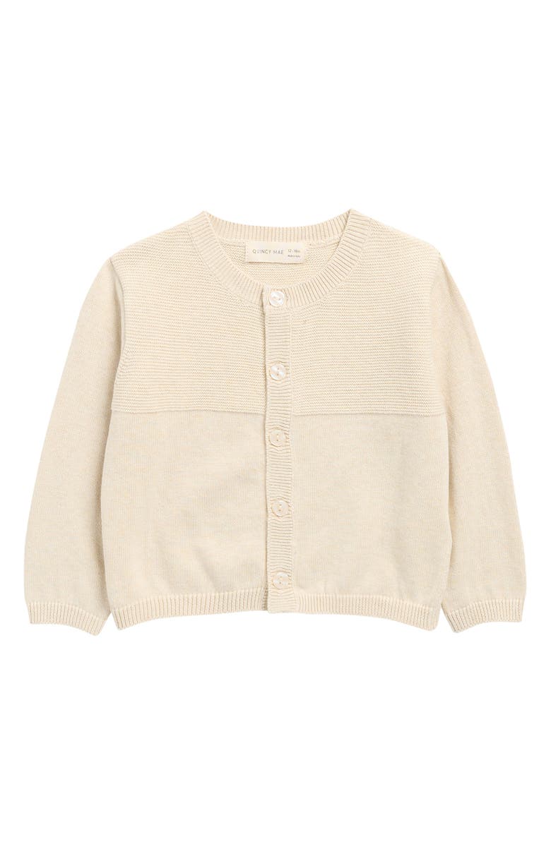 QUINCY MAE Heathered Organic Cotton Knit Cardigan, Main, color, Natural