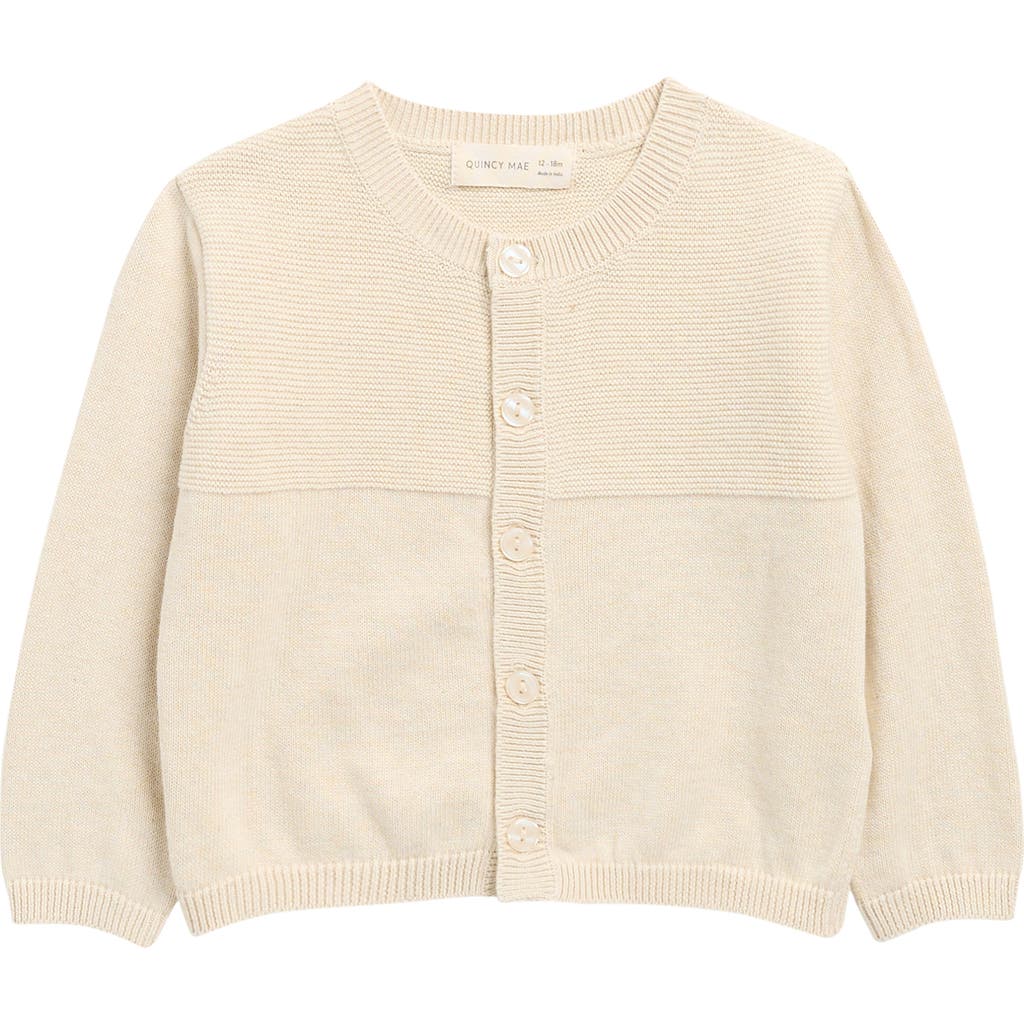 Quincy Mae Babies' Heathered Organic Cotton Knit Cardigan In Brown
