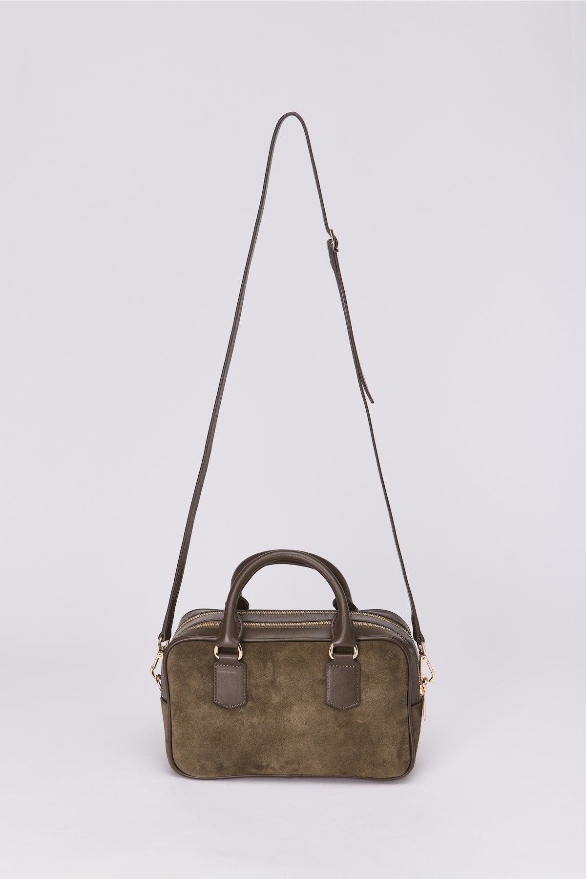Sara Leather Structured Bassepi Mini Bag, Alternate, color, Green Suede