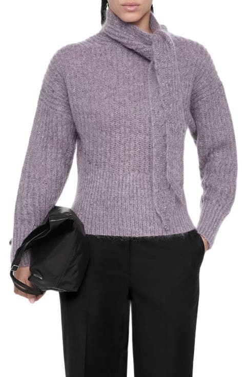 Etty Mock Neck Sweater with Scarf Tie