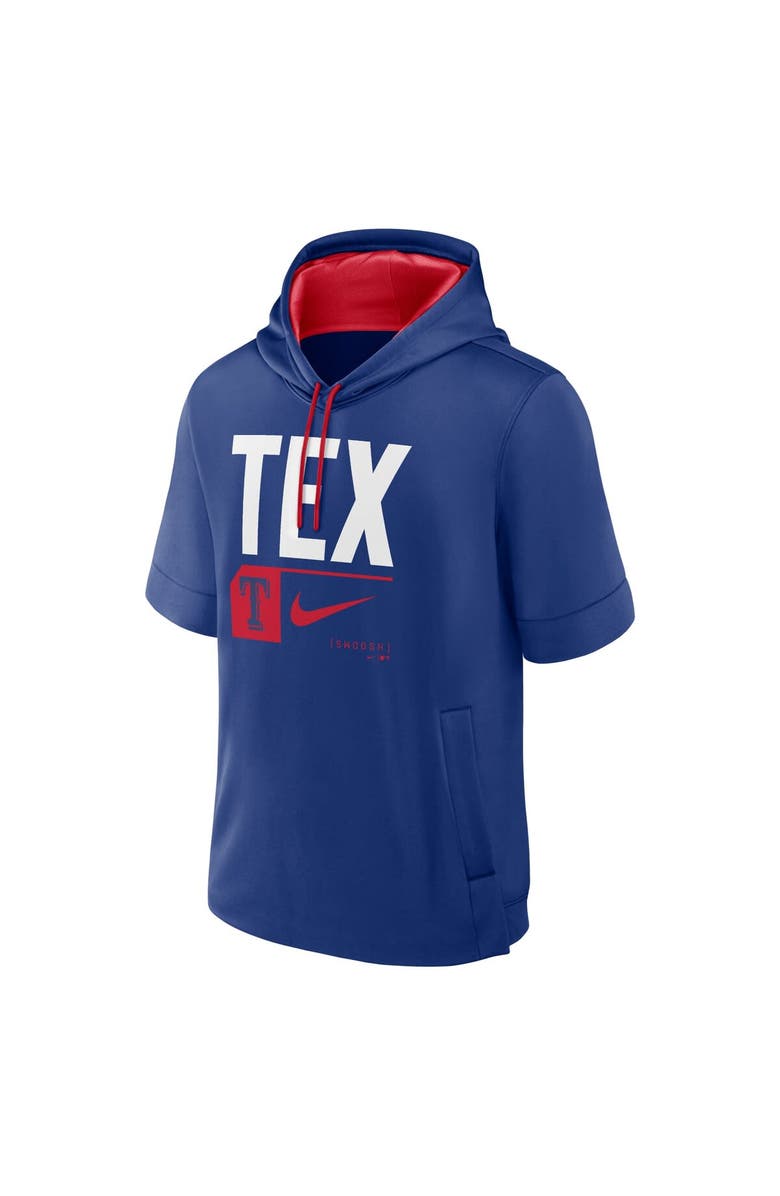 Nike Men's Nike Royal Texas Rangers Tri Code Lockup Short Sleeve Pullover Hoodie, Alternate, color, Royal