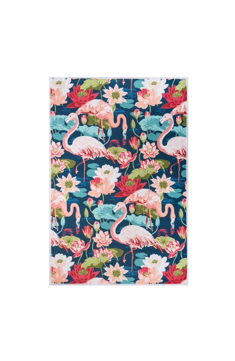 C&F Home Flamingo Lagoon Tropical Floral 100% Cotton Dishtowel, Alternate, color, Pink