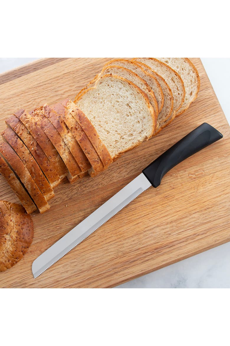 Cutlery 8-Inch Bread Knife Serrated Stainless Blade Anthem Wave Handle, Alternate, color, Black