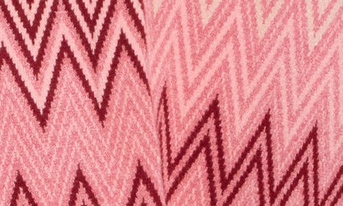 La Fiorentina Zigzag Poncho With Faux Fur Trim In Pink
