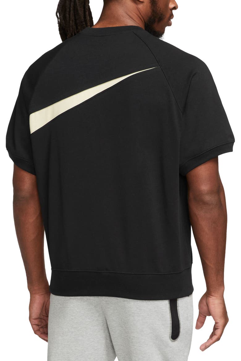 Oversize Swoosh Short Sleeve Crewneck Sweatshirt, Alternate, color, BLACK/ COCONUT MILK/ BLACK