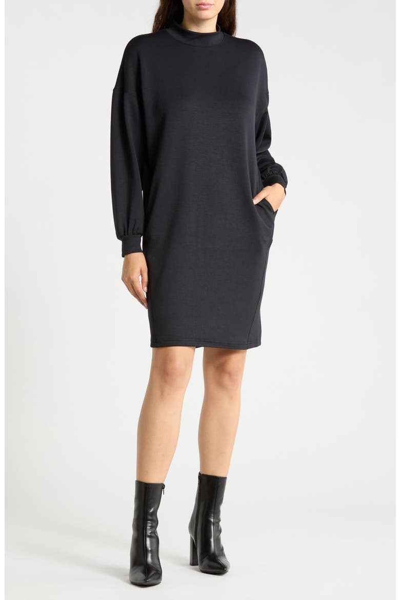 Long Sleeve Mock Neck Sweater Dress, Main, color, BLACK