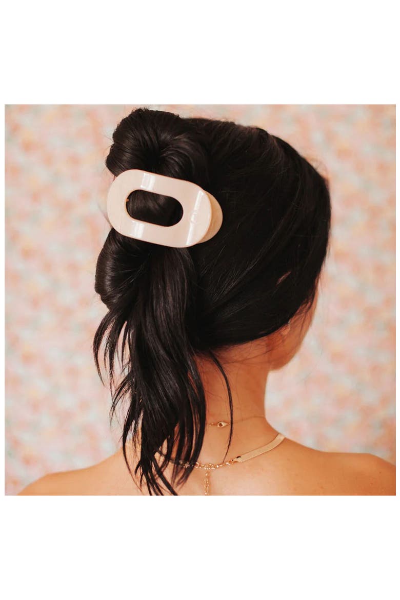 Medium Flat Round Hair Clip, Alternate, color, ALMOND BEIGE