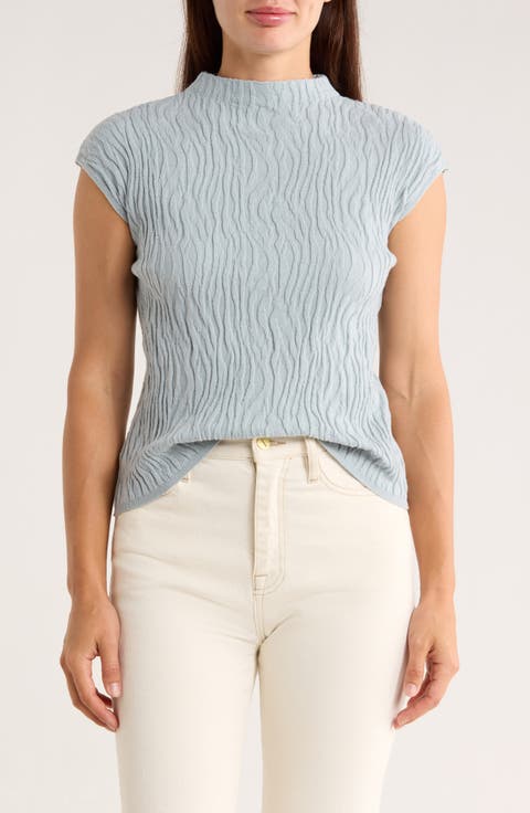 Animal Jacquard Stripe Cap Sleeve Sweater